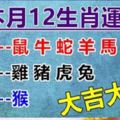 【12生肖本月運勢紅黑榜】~鼠，牛，蛇，羊，馬，狗，龍！大吉！