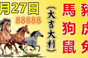 5月27日，生肖馬、豬、狗、虎、鼠、兔！大吉大利！