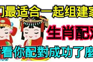 生肖配對，他們最適合一起組建家庭，你配對成功了麼？