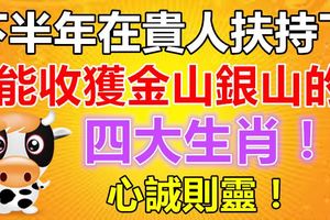 下半年在貴人扶持下能收獲金山銀山的四大生肖！心誠則靈！