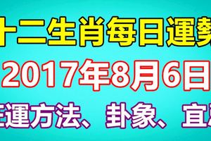 十二生肖每日運勢2017年8月6日；旺運方法、卦象、宜忌