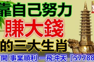 靠自己努力賺大錢的三大生肖，打開事業順利一飛沖天『57788』