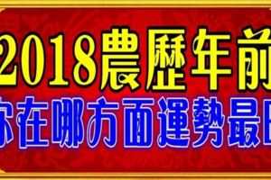 2018農曆年前，十二生肖哪方面運勢最旺
