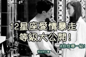 12星座愛情暴走等級大公開！你在哪一級！兇狠的你惹不起，溫柔的要好好珍惜！