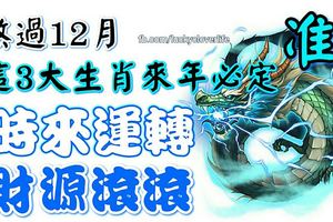 熬過12月，這3大生肖來年必定時來運轉，財源滾滾！准