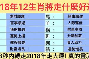 2018年12生肖將走什麼好運？88秒內轉走2018年走大運！真的靈驗！