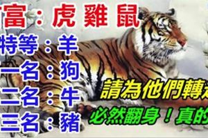 你家有生肖虎，雞，鼠嗎？2018請為他們轉走，會有貴人相助，必然翻身！真的靈