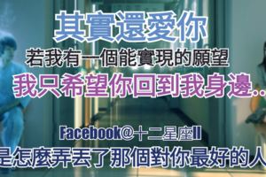 其實還愛你!若我有一個能實現的願望，【我只希望你回到我身邊…】你是怎麼弄丟了那個對你最好的人的？很中肯!