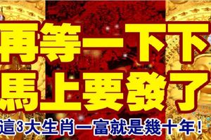 再等一下下，馬上要發了！這3大生肖一富就是幾十年！