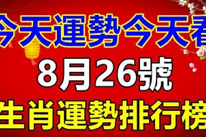 8月26號生肖運勢排行榜
