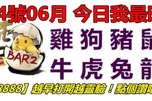 24號06月，今日我最旺！雞狗豬鼠牛虎兔龍！【28888】越早打開越靈驗！點個讚吧！