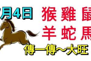 7月4日生肖運勢_猴、雞、鼠大旺