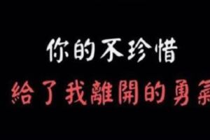 你的不珍惜，給了我離開的勇氣