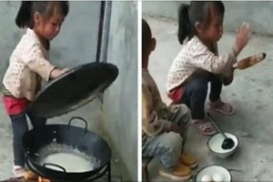 5歲小女孩「煮晚餐超熟練」獨自照顧弟弟　烤好玉米「伸手摟住弟弟」說出口的話令人鼻酸