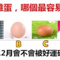 4個雞蛋，哪個最容易碎？測你12月會不會被好運砸中？