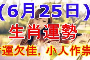 6月25日生肖運勢，財運欠佳，小人作祟！