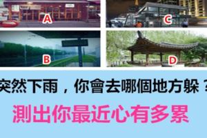 突然下雨，你會選擇去哪個地方躲？測出你最近心有多累