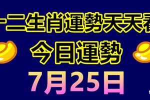 十二生肖運勢天天看，今日運勢：7月25日