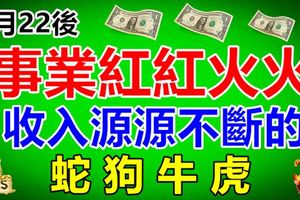 8月22後，事業紅紅火火，收入源源不斷的四大生肖