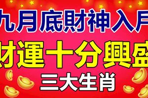 九月底財神入戶……財運十分興盛的三大生肖！