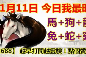 11月11日，今日我最旺！馬+狗+龍+兔+蛇+雞！【22688】越早打開越靈驗！點個贊吧！