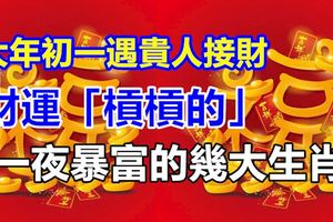 大年初一遇貴人接財富，財運「槓槓的」，一夜暴富的幾大生肖！