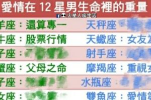 愛情在12星男生命裡的重量