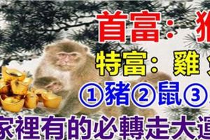 10月：你家裡有生肖【猴雞兔豬鼠虎】嗎？家裡有的就有運！