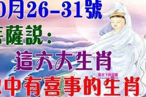 10月26-31號，菩薩說：家中有喜事的生肖