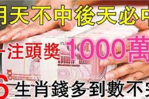 11月7.8號中頭獎1000萬的6大生肖！錢多到數不完