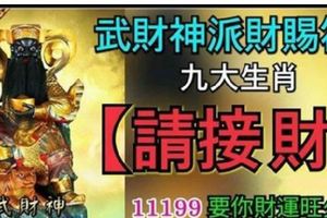 今日11月19日武財神派財賜符，九大生肖【請接住】要你財運旺久久