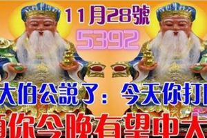 今天是11月28號！大伯公說了：願你今晚中大獎，你就迷信一次吧