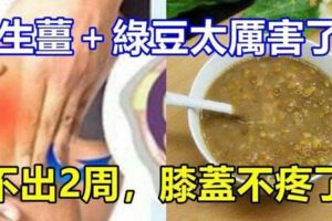 生薑＋綠豆太厲害了，不出2周，膝蓋不疼了，滑膜炎積液也拜拜了