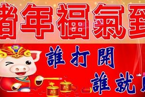 豬年福氣到，誰打開，誰就旺（2019年前打開，越快越好）