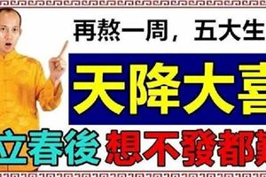 再熬一周，這五大生肖天降大喜，立春後想不發都難