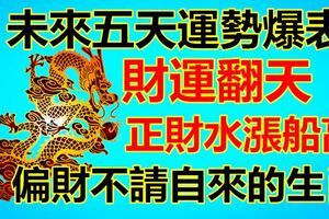 未來五天運勢爆表，財運翻天，正財水漲船高，偏財不請自來的生肖