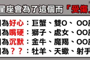 「真正的傷害，都是自己造成的！」12星座最容易因為什麼而「受傷」？獅子就是太嘴硬、巨蟹座是心軟害了自己！