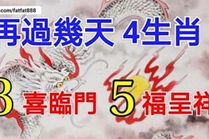 苦盡甘來，再過幾天3喜臨門，5福呈祥的4大生肖