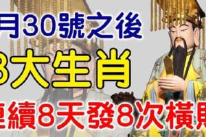 5月30號之後，連續8天發8次橫財的生肖