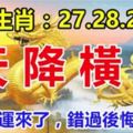 這幾個生肖：27.28.29號3天內天降橫財，你的好運來了，錯過後悔30年！