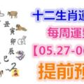 十二生肖運勢：每周運勢【05.27-06.02】提前預知！