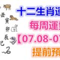 十二生肖運勢：每周運勢【07.08-07.14】提前預知！