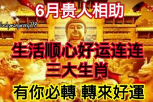 6月貴人相助，生活順心好運連連的三大生肖【有你必轉轉來好運】