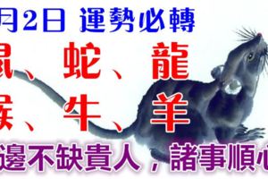 6月2日鼠、蛇、龍、猴、牛、羊！身邊不缺貴人，諸事順心！