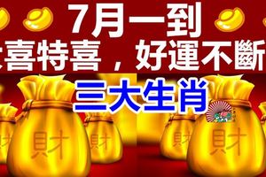 7月一到，大喜特喜，好運不斷的三大生肖