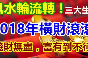 風水輪流轉！這3大生肖2018年橫財滾滾，錢財無盡，富有到不行！