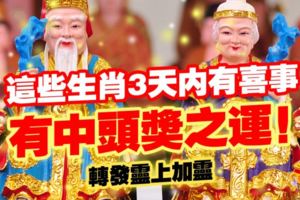 這些生肖3天內有喜事，有中頭獎之運！