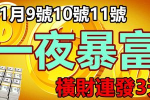 11月9號10號11號，橫財連發3天一夜暴富的生肖