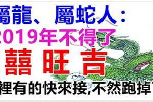 屬龍、屬蛇人：2019年是上上等運勢！家裡有這兩個生肖的快來接吧，不然就跑掉了