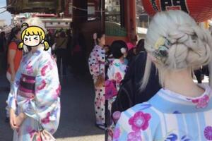日本街頭銀髮和服女吸引民眾目光，一回頭「逆天顏值」正到讓網友暴動